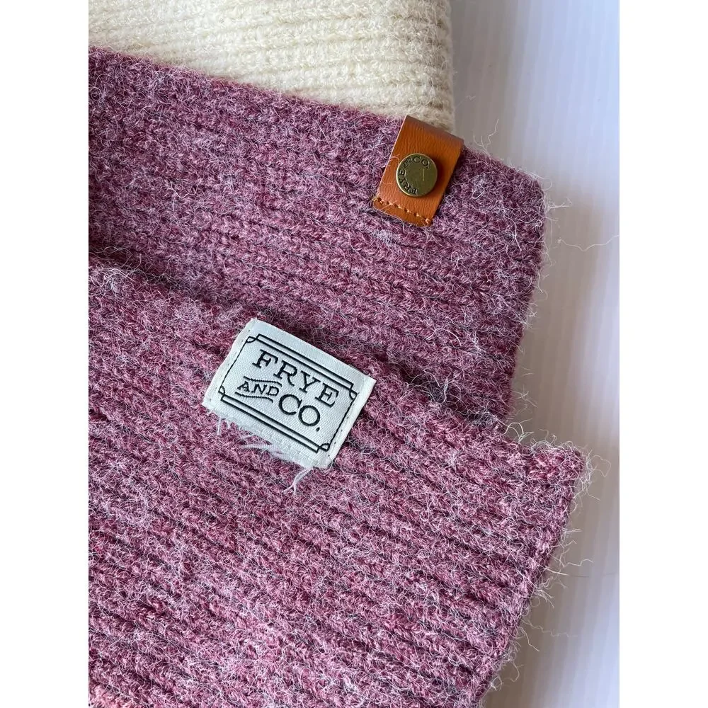 FRYE & Co Ombre Knit Scarf Cream Pink Dip Dye Wrap Fall Winter Cozy Hygge Chunky - Picture 3 of 4